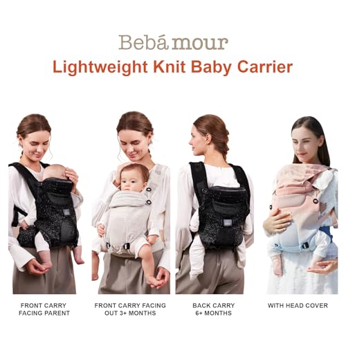 Bebamour Knit Baby Carrier Newborn to Toddler -Lightweight Baby Wrap Carrier 3-in-1 Baby Carrier Front and Back Carry (Cream,7-32 lbs) - Image 3