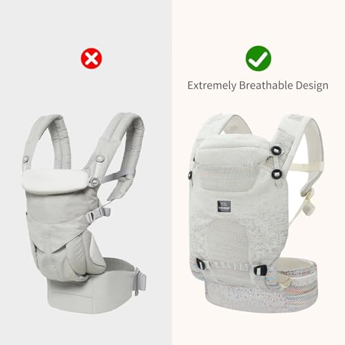 Bebamour Knit Baby Carrier Newborn to Toddler -Lightweight Baby Wrap Carrier 3-in-1 Baby Carrier Front and Back Carry (Cream,7-32 lbs) - Image 2