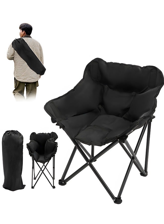 كرسي تخييم خارجي قابل للطي، كرسي سفر قابل للطي، مقعد سميك مبطّن، كرسي خارجي مع حافظة تخزين جانبية، كرسي تخييم وبحري محمول، قماش متميز يسمح بمرور الهواء - Image 1