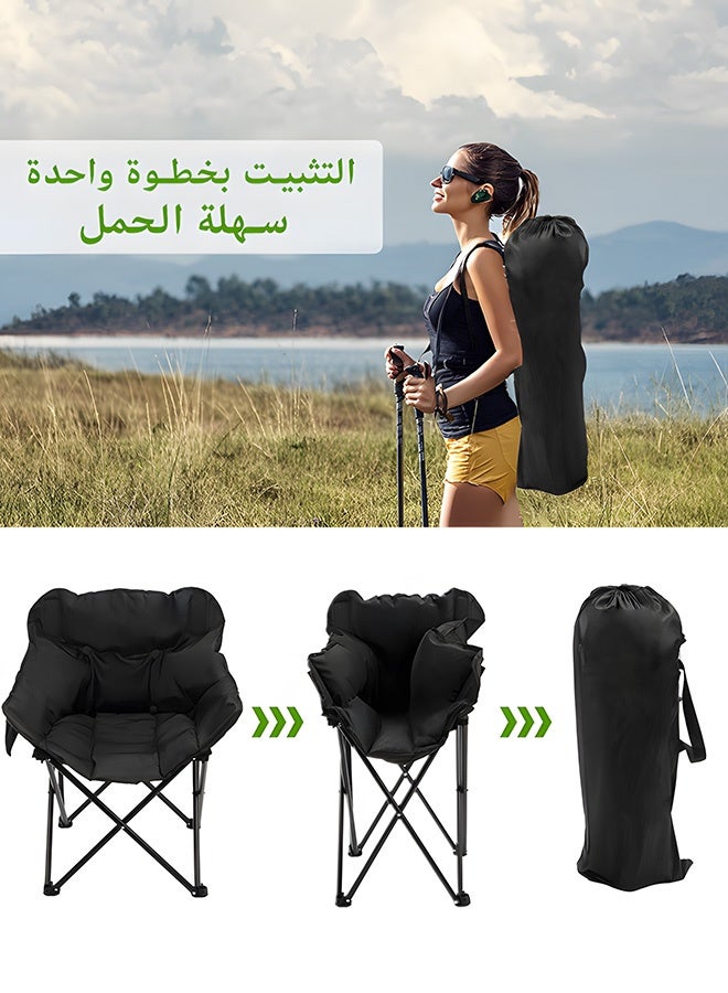 كرسي تخييم خارجي قابل للطي، كرسي سفر قابل للطي، مقعد سميك مبطّن، كرسي خارجي مع حافظة تخزين جانبية، كرسي تخييم وبحري محمول، قماش متميز يسمح بمرور الهواء - Image 3