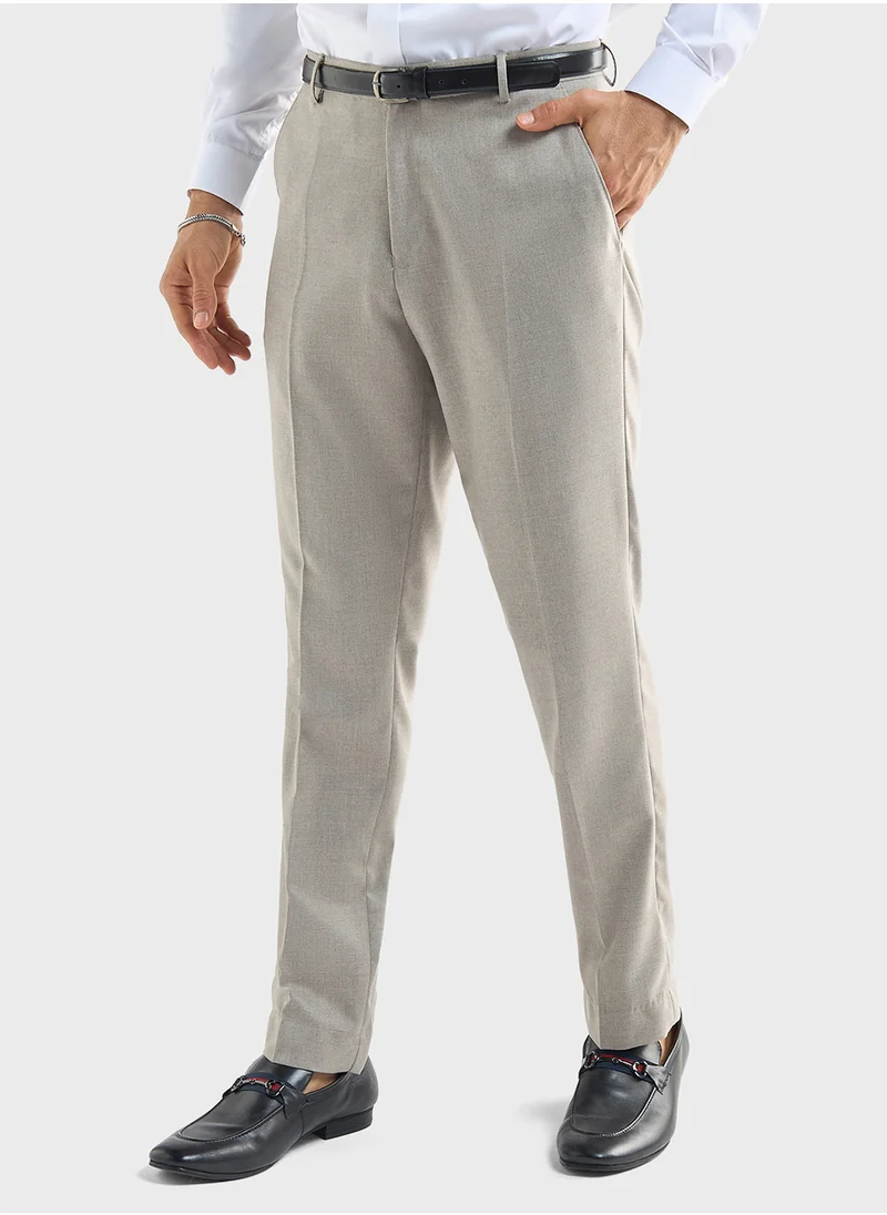 فاف Solid Regular Fit Flexi Waist Trousers with Pocket