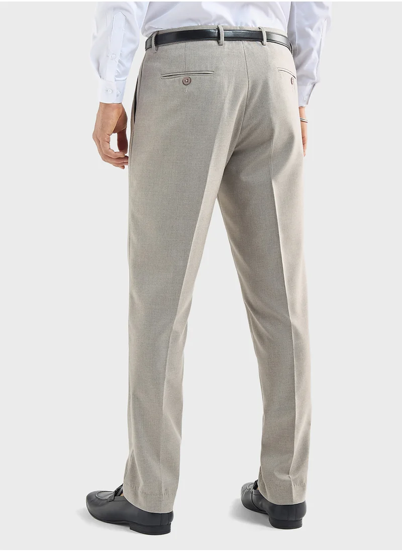 FAV Solid Regular Fit Flexi Waist Trousers with Pocket