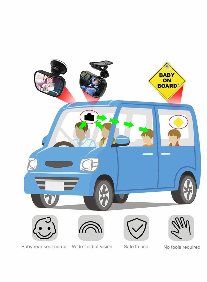 SYOSI Baby Car Mirror Baby Rearview Mirror Baby Car Seat Mirror Updated Version 360 ° Rotation Large Size undistorted for Baby Back Seat Child Seats - Image 5