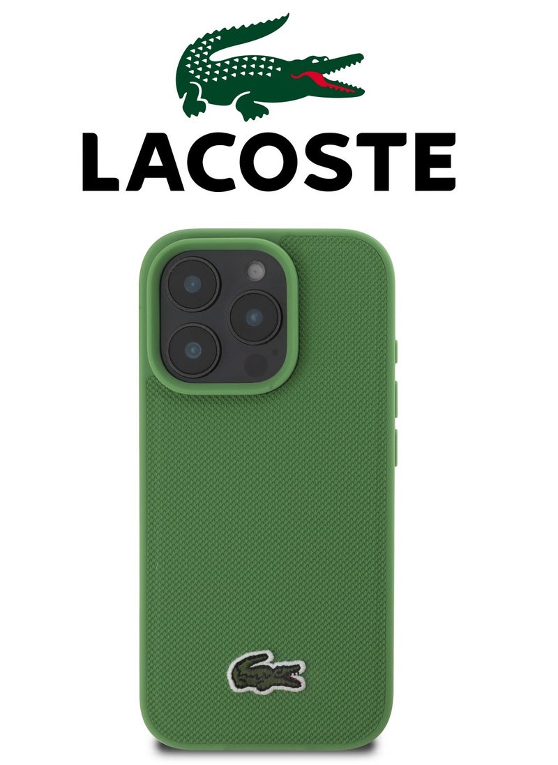 CG MOBILE IPhone 16 Pro cover, supports wireless charging, MagSafe, with original logo and faux leather design approved by the global brand Lacoste. From CG Mobile. Green  - Image 3