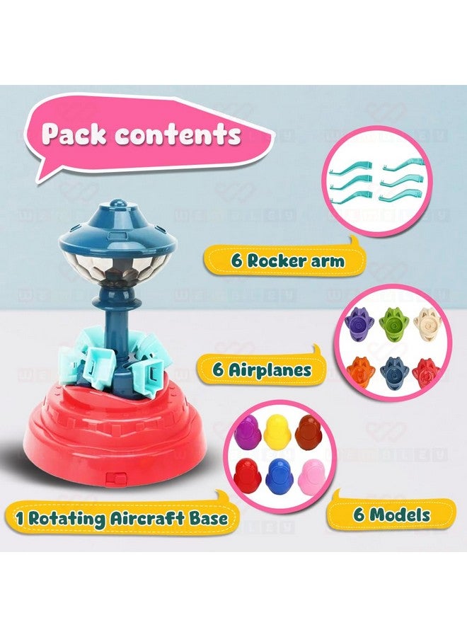 Wembley Amusement Park Toy DIY Rotating Swing Airplane Toy Carnival Ride with LED Lights & Music for Kids Toddlers Baby Educational Customizable Miniature Interactive Toy Perfect for Birthday Gift