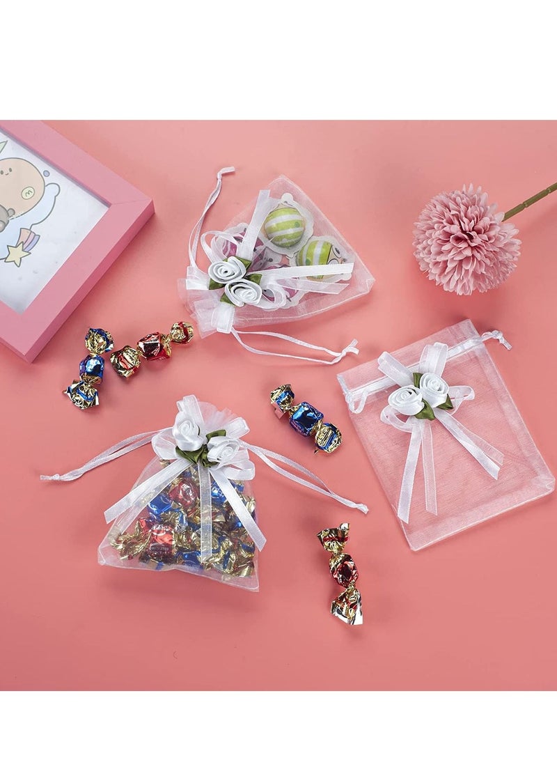 50 قطعة أكياس أورجانزا وردية بيضاء مع حبل سحب مثالية هدايا حفلات الزفاف هدايا حرف يدوية ألعاب حلوى أكياس هدايا 4x47 بوصة - Image 2