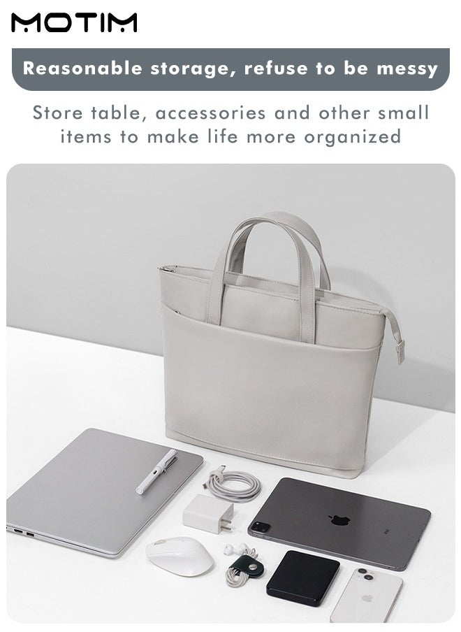 Motim - Laptop Bag 14 inch, Leather Computer Tote Bag, Waterproof Business Briefcase Messenger Bag, Large Capacity Ladies Handbag Bag Laptop Case for Apple MacBookPro Dell etc - Image 1