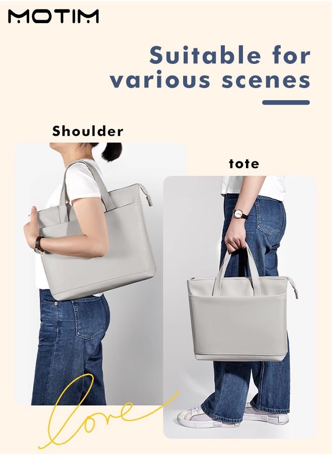 Motim - Laptop Bag 14 inch, Leather Computer Tote Bag, Waterproof Business Briefcase Messenger Bag, Large Capacity Ladies Handbag Bag Laptop Case for Apple MacBookPro Dell etc - Image 1