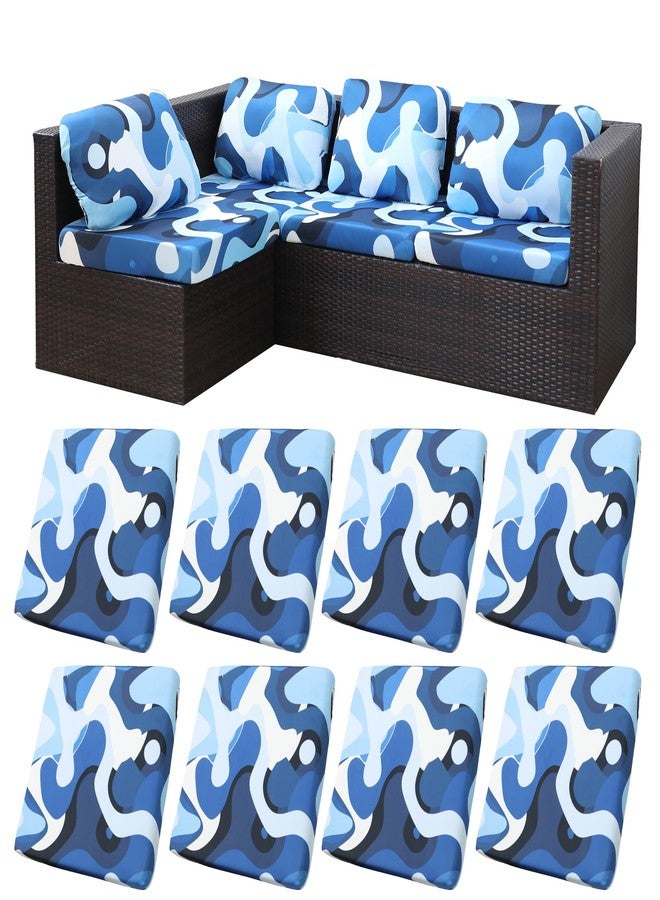 BIETYONE 8Pcs Stretch Patio Cushion Covers Outdoor Cushion Covers,for Outdoor Couch Cushion Covers Replacement,Outdoor Sofa Covers Patio Slipcovers Couch Cover,Washable Furniture Cover (Pattern 2, Cover Only) - Image 1