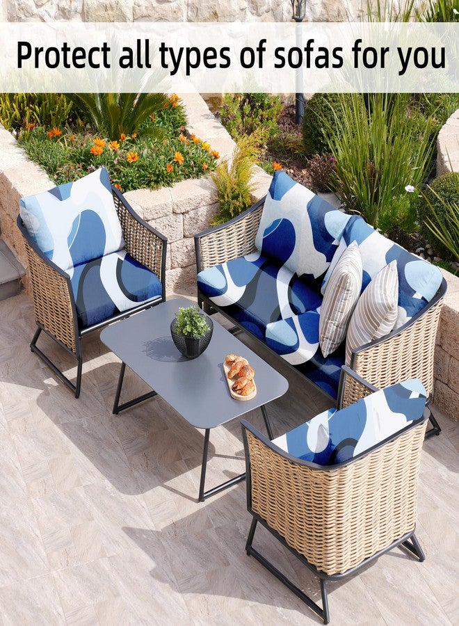 BIETYONE 8Pcs Stretch Patio Cushion Covers Outdoor Cushion Covers,for Outdoor Couch Cushion Covers Replacement,Outdoor Sofa Covers Patio Slipcovers Couch Cover,Washable Furniture Cover (Pattern 2, Cover Only) - Image 4
