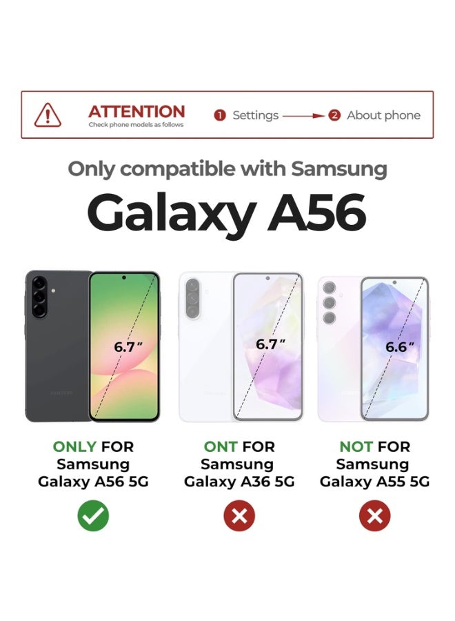 Dexnor for Samsung Galaxy A56 5G Case, with 2 Front Frame Built-in Tempered Glass Screen Protector, Slide Camera Cover & Kickstand, Black - Image 2