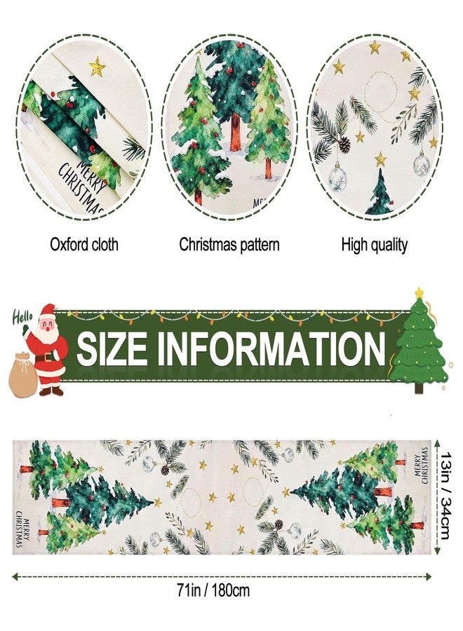Yoshiky Christmas Table Runner 13x71 Inch, Xmas Trees Snowflakes Winter Holiday Decorative Farmhouse Table Decorations for Kitchen Dinning, Indoor Outdoor Dinner Party Decor White - Image 2