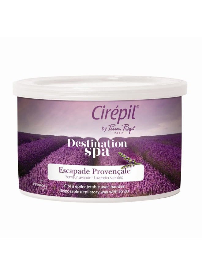 Destination SPA, Escale Provençale - 400g / 14.11 oz Wax Tin - Light Lavender Scent - All-Areas & All Hair Type - Gel Texture