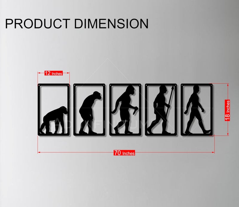 AD INFINITUM® Wooden Wall Art Hanging | Black Designed Wooden Decor Sculptures | Black Wall Art Decoration for Contemporary Home, Bedroom, Living Room, Office etc. (Human Evolution, Set of 5) - Image 5