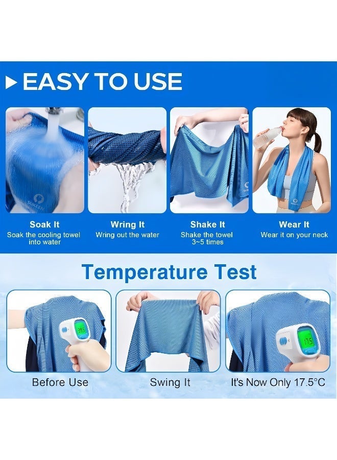 Nooria 4-Pack Cooling Towels (100 x 30 cm) – Ice-Sensation Microfiber Sweat Towel, Quick-Dry & Super Absorbent – Soft, Breathable Neck & Face Wrap for Gym, Yoga, Running, Camping, and Intense Workouts - Image 4