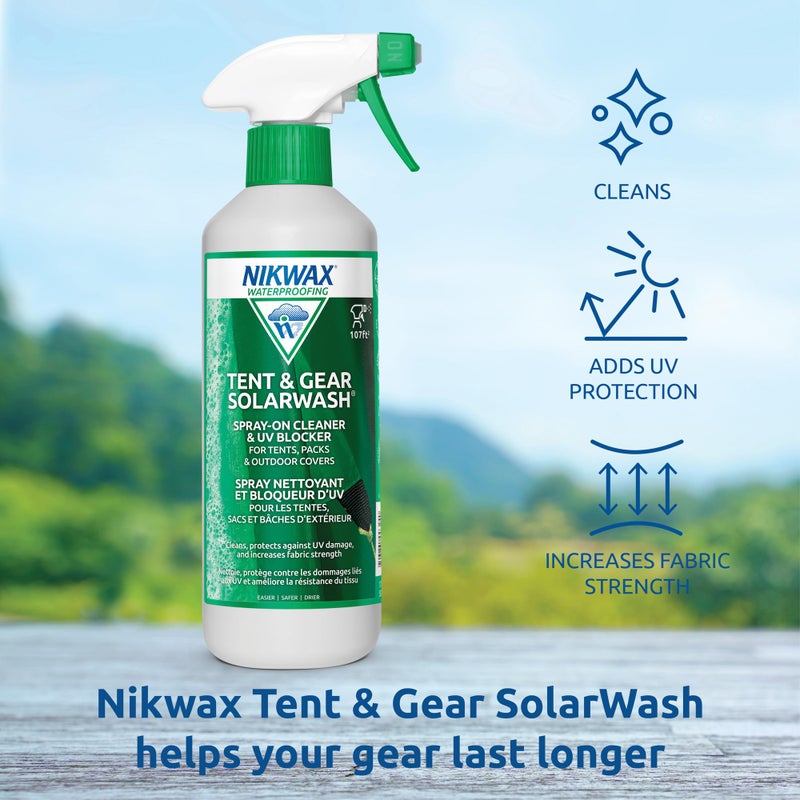 Nikwax Tent & Gear SolarWash, Cleaning, Waterproofing and UV Protector, Cleaner, Maintenance, Restores DWR Water Repellency on Outdoor Gear, Rain Fly, Canvas, Covers, Tarps, Backpacks, Accessories - Image 3