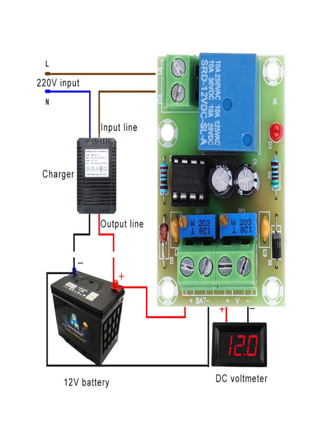 لوحة تحكم شحن بطارية التخزين XH M601 DC 12V الذكية - Image 3
