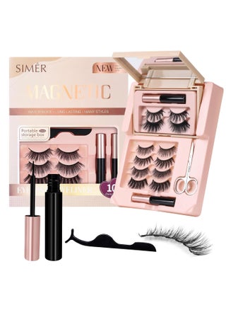 Magnetic Eyelashes and Eyeliner Kit, 10 Pairs 4D Magnetic Lashes Natural Look with Magnetic Eyeliners and Tweezers, Reusable Magnetic False Lashes Easy to Wear No Glue Needed - pzsku/Z25F97F0DBD24D0221B83Z/45/_/1744284099/da3a5da6-ad65-4758-9d6b-dfb5fbf4b1ea