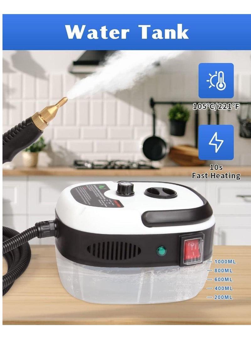 Excefore Handheld Steam Cleaner, 2500W Car Steam Cleaner with 3 Brush Heads, Towel, Sponge Steam Cleaners for Home Use, High Temperature Fast Heating Steamer for Car Detailing Kitchen,Bathroom,Furniture - Image 2