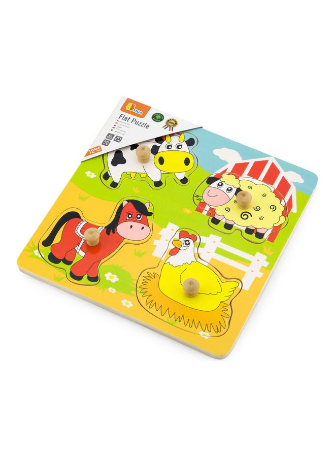 4-Piece Farm Animals Wooden Puzzle with Baseplate and Handle - Image 2