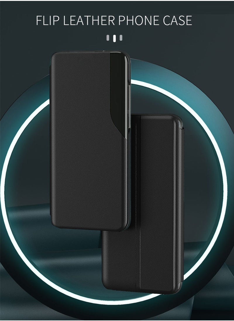 Wtech - Smart Mirror Window Flip Phone Auto Sleep Wake Case Cover For Honor Magic6 5G 2024 Black - Image 1