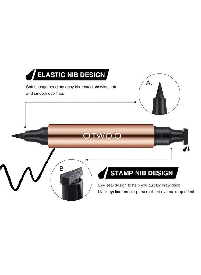 COSLUXE O Two O Liquid Eyeliner Cat Eyes Stamp Eyeliner Pen Waterproof Fast Dry Doubleended Eye Liner For Women - Image 3