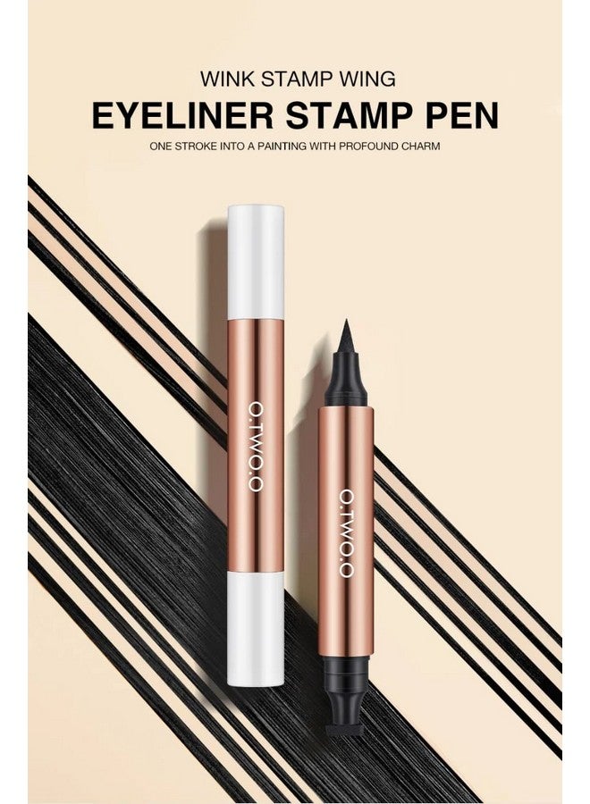 COSLUXE O Two O Liquid Eyeliner Cat Eyes Stamp Eyeliner Pen Waterproof Fast Dry Doubleended Eye Liner For Women - Image 4