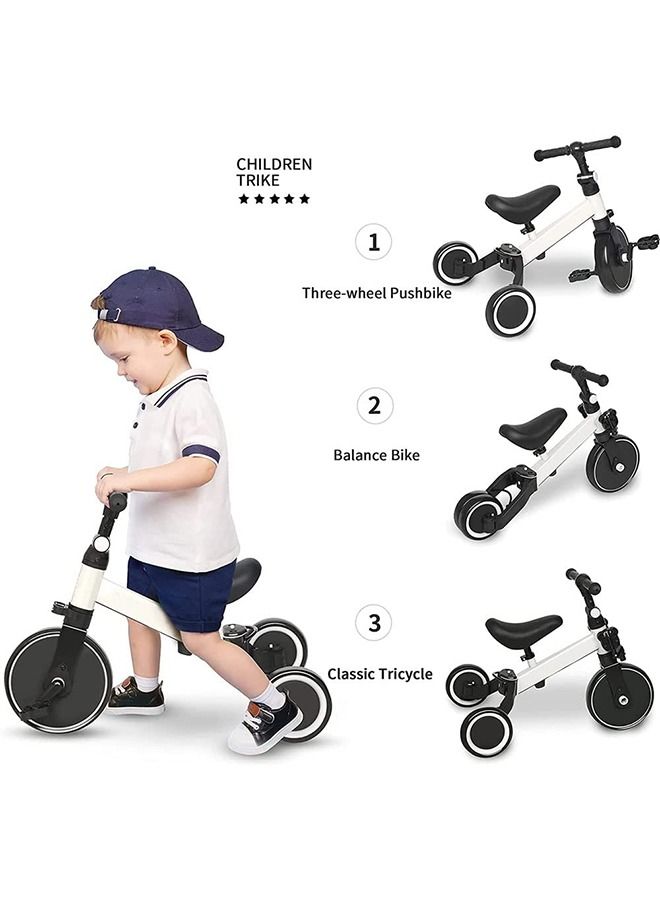 DMG TECH DMG 3 in 1 Kids Tricycles, Toddler Bike for 1-4 Year olds,Baby Balance Bike Kids Trike with Adjustable Seat & Handlebar and Removable Pedal,Kids Trike 3 Wheel Bike for Boys Girls (White)  - Image 2