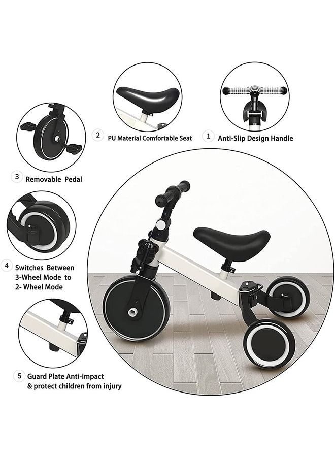 DMG TECH DMG 3 in 1 Kids Tricycles, Toddler Bike for 1-4 Year olds,Baby Balance Bike Kids Trike with Adjustable Seat & Handlebar and Removable Pedal,Kids Trike 3 Wheel Bike for Boys Girls (White)  - Image 5