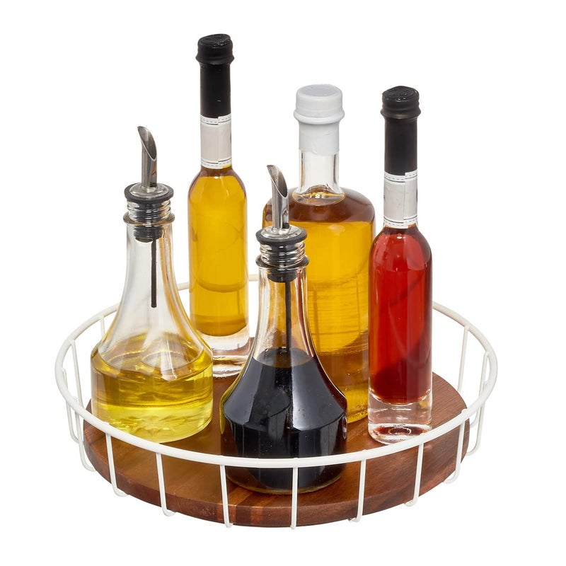 InterDesign The Ra Safford Collection by iDesign Acacia Wood and Wire Turntable 11 Coconut