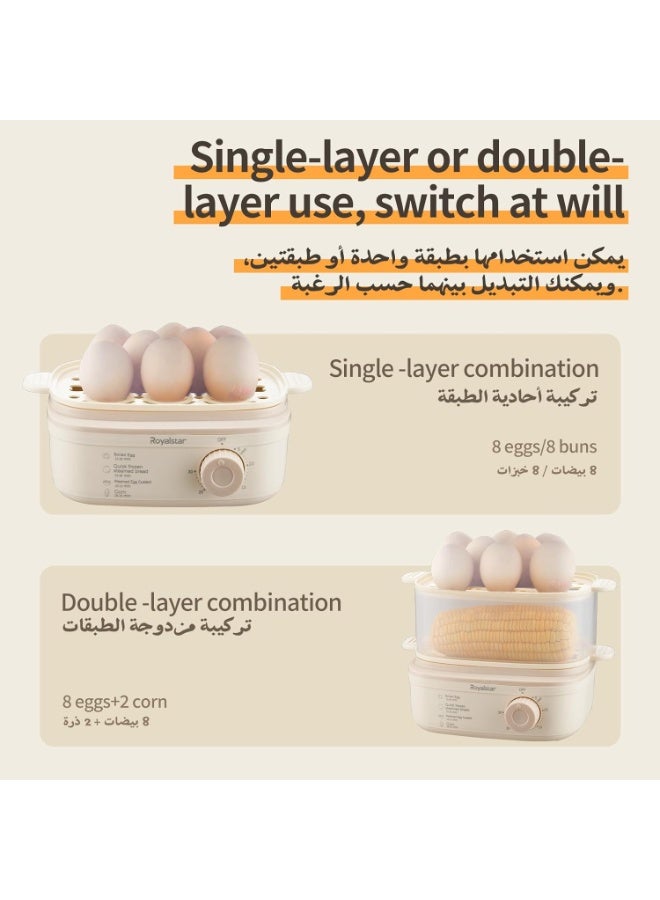 Royalstar Electric Egg Boiler Egg Cooker with 30-Minute Timer and Double Steamer, 16 Eggs Capacity, Perfect for Boiled Eggs, Steamed Food Breakfast Mahshi Vegetables Seafood in Kitchen Office School - Image 3