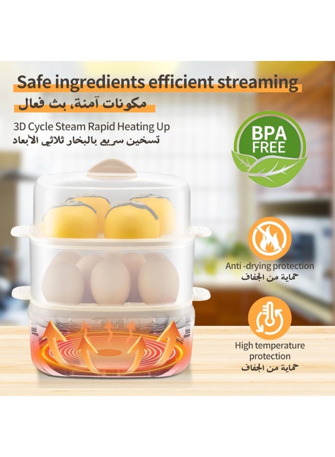 Royalstar Electric Egg Boiler Egg Cooker with 30-Minute Timer and Double Steamer, 16 Eggs Capacity, Perfect for Boiled Eggs, Steamed Food Breakfast Mahshi Vegetables Seafood in Kitchen Office School - Image 4