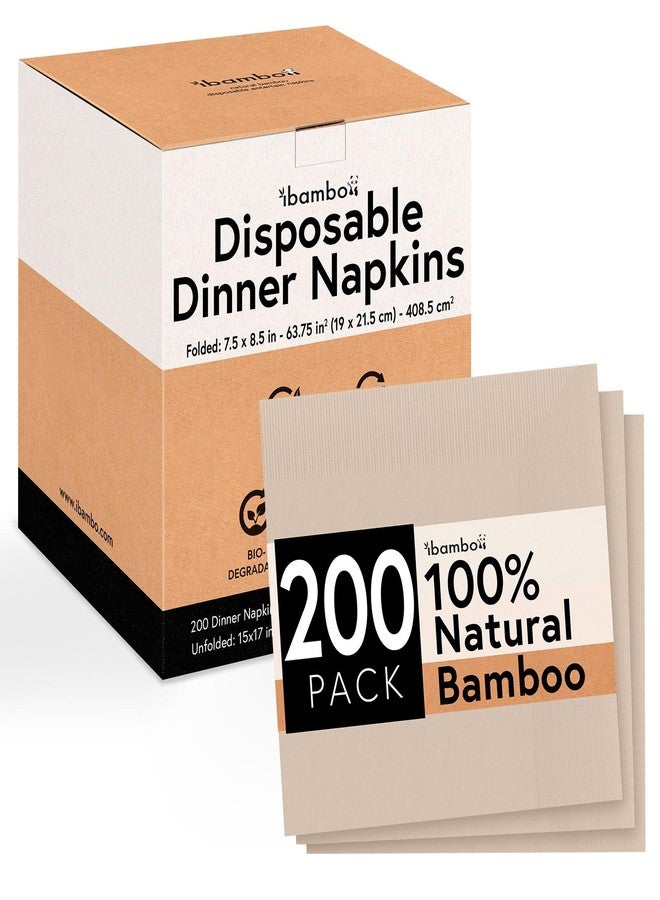 Ibambo 100% Bamboo Compostable Napkins (200-Pack) | Heavy Duty Napkins for Lunch, Dinner, Events, Occasions & Entertaining | Eco Friendly | 3-Ply FSC Certified | Bamboo Paper Towels | 7.5 x 8.5 Inch - Image 1