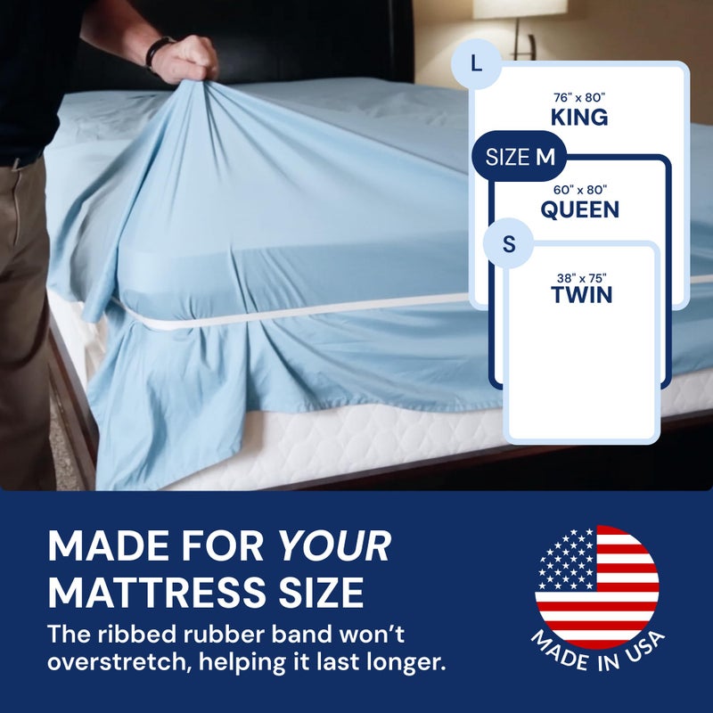RUBBER HUGGER حامل ملاءة مطاطي مرن لمرتبة كوين 60" × 80" - متوسط - قبضة زوايا آمنة وحوامل ملاءات ملائمة للزوايا - أحزمة مخفية تحت اللحاف والمرتبة - Image 2