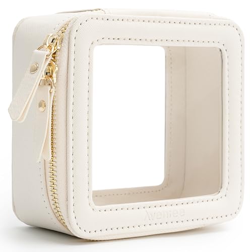 Aveniee Clear Makeup Bag Small, Mini Travel Toiletry Bag Cosmetic Bags Organizer, TSA Approved Clear Makeup Case Pouch with Zipper, Car Essentials for Women Men(Mini-White) - Image 1