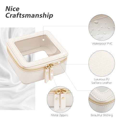 Aveniee Clear Makeup Bag Small, Mini Travel Toiletry Bag Cosmetic Bags Organizer, TSA Approved Clear Makeup Case Pouch with Zipper, Car Essentials for Women Men(Mini-White) - Image 2