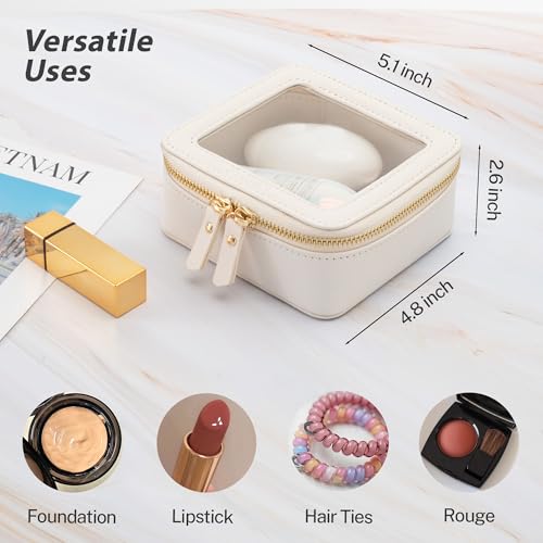 Aveniee Clear Makeup Bag Small, Mini Travel Toiletry Bag Cosmetic Bags Organizer, TSA Approved Clear Makeup Case Pouch with Zipper, Car Essentials for Women Men(Mini-White) - Image 3