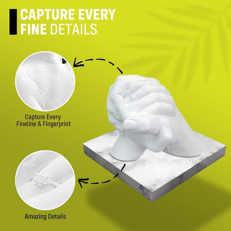 kraftify مجموعة صب اليدين كرافتيفي 3D لزوجين مجموعة قوالب اليد لذكرى الزواج هدية فريدة لعيد ميلاد الزوج والزوجة مسحوق صب القوالب لصب اليدين - Image 4