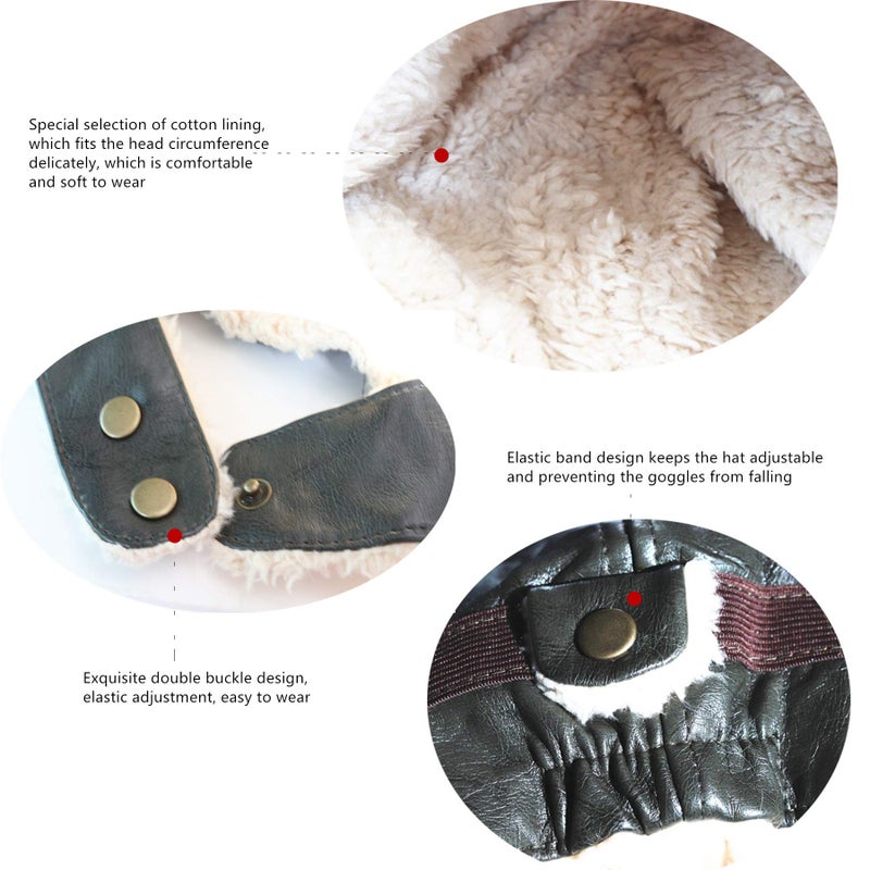 Happy Will Pilot Aviator Fleece Warm Hat Cap with Earmuffs for Kids Toddlers Celadon Brown - Image 4