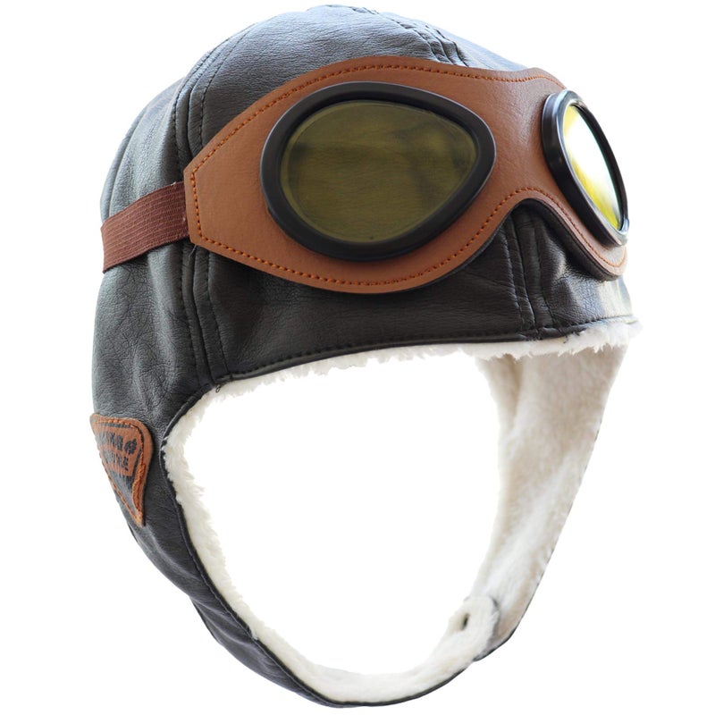 Happy Will Pilot Aviator Fleece Warm Hat Cap with Earmuffs for Kids Toddlers Celadon Brown - Image 1