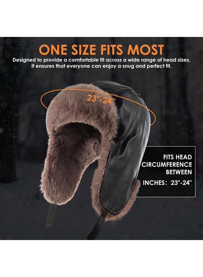 Gilotop Warm Trooper Trapper Hat for Men Women Winter Hat with Fur Ear Flaps Windproof Hat for Cold Weather Hunting Hat, Army Green, One size - Image 4