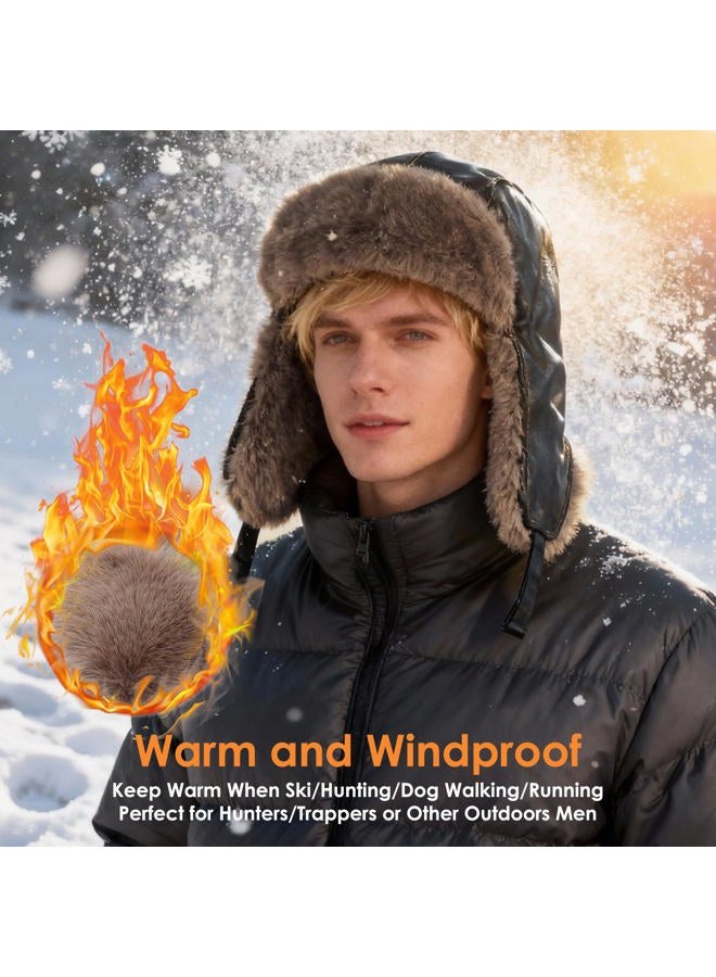 Gilotop Warm Trooper Trapper Hat for Men Women Winter Hat with Fur Ear Flaps Windproof Hat for Cold Weather Hunting Hat, Army Green, One size - Image 2