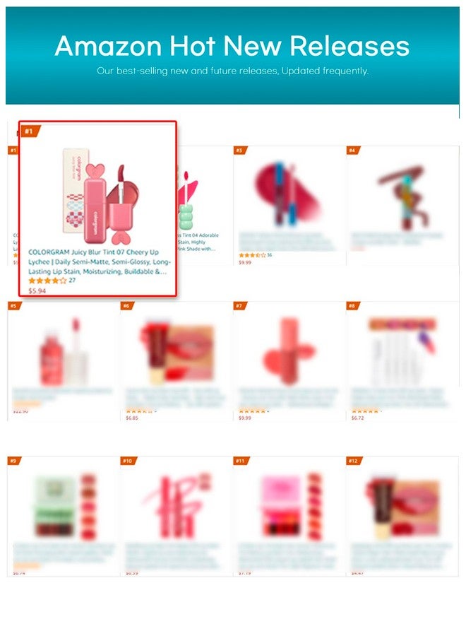 COLORGRAM تلوين شفاه جوسي بلور 06 خوخ الربيع يومي شبه مطفي شبه لامع طويل الأمد مرطب قابل للبناء والخلط عالي الصبغة (0.12 أونصة سائلة) - Image 2