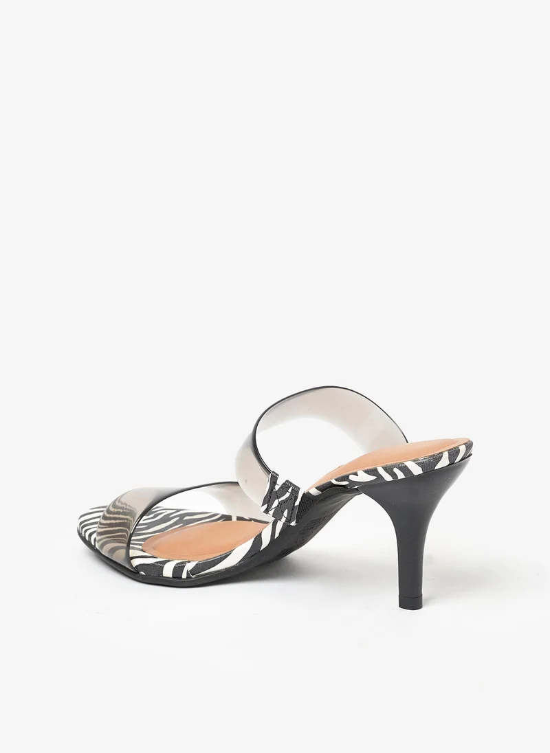 Vizzano  VIZZANO High Heel Sandals for Ladies – DIM BLACK/WHITE / BLACK Sandals with Slip On | Comfortable PU Upper & TPR Sole for Women | Best Price UAE