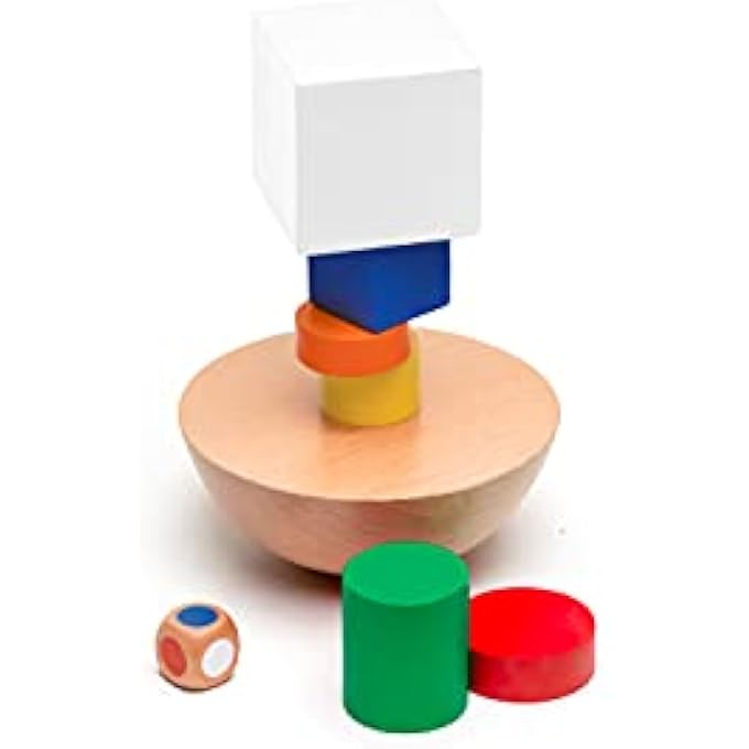 STACKING TOWER WITH 6 WOODEN BUILDING BLOCKS FOR KIDS, SKILL GAME - Image 5
