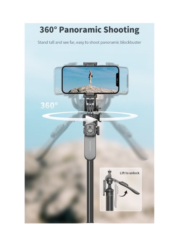 ARNOTEC - 80.9-inch (About 205cm) Multifunctional Selfie Stick Tripod, with Bluetooth Wireless Remote Control, Portable and Retractable, Compatible with All Kinds of Mobile Phones and Cameras (1/4-inch nut) - Image 1