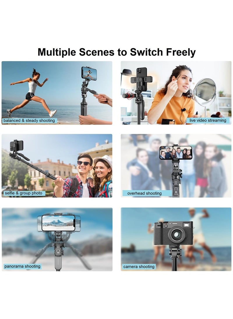 ARNOTEC - 80.9-inch (About 205cm) Multifunctional Selfie Stick Tripod, with Bluetooth Wireless Remote Control, Portable and Retractable, Compatible with All Kinds of Mobile Phones and Cameras (1/4-inch nut) - Image 1