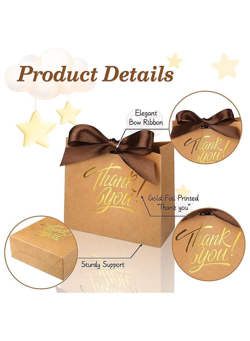 SRLIWHITE 15 Pack Thank You Gift Bags with Ribbon, Small Party Favor Treat Bags, Premium Paper Gift Bags for Weddings, Baby Showers, Birthdays, Business Events (Brown)  - Image 2