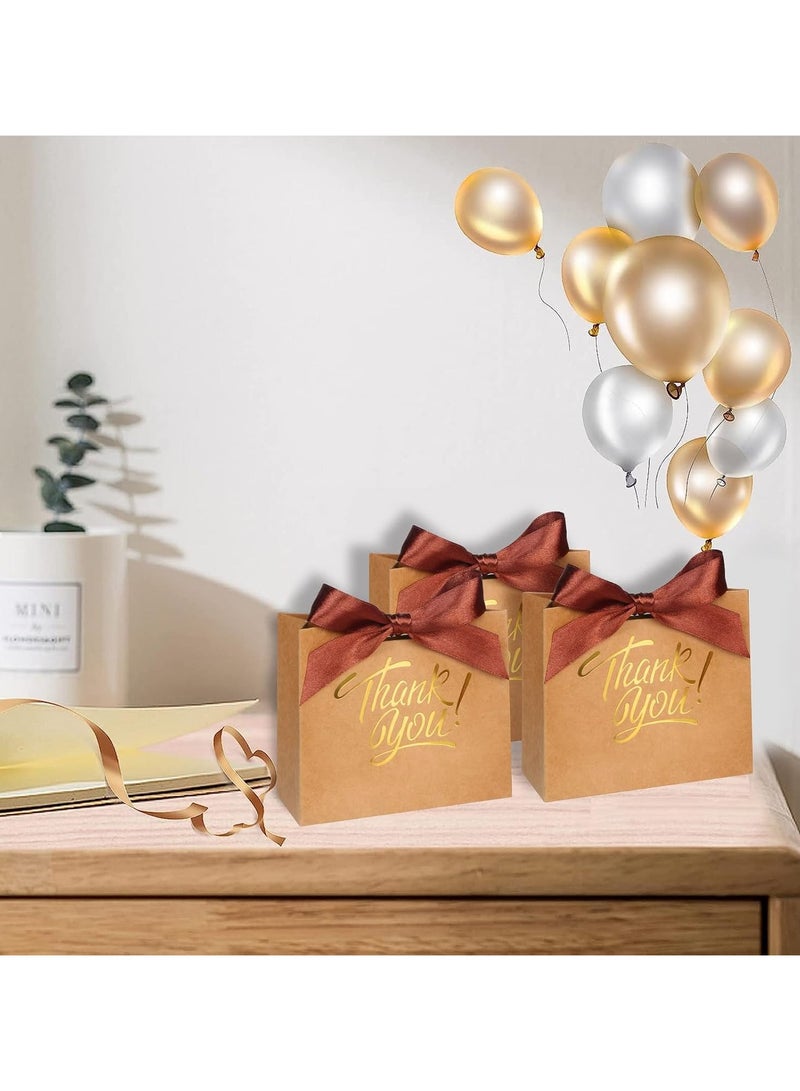SRLIWHITE 15 Pack Thank You Gift Bags with Ribbon, Small Party Favor Treat Bags, Premium Paper Gift Bags for Weddings, Baby Showers, Birthdays, Business Events (Brown)  - Image 4