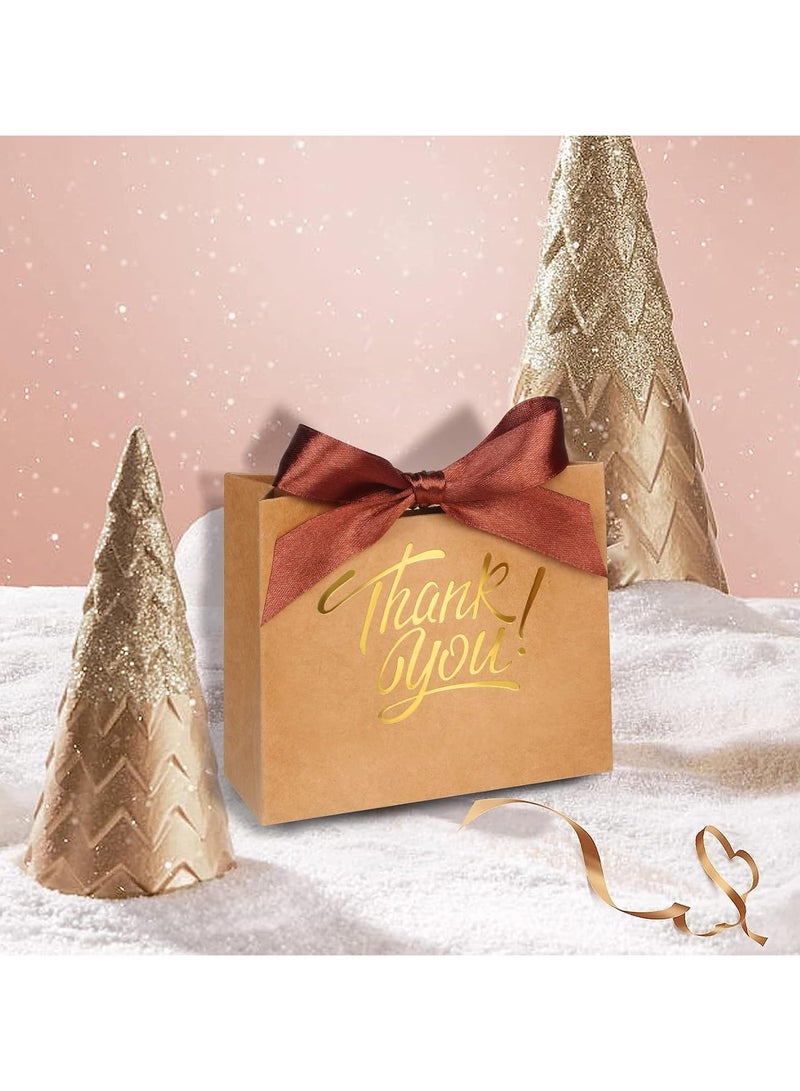 SRLIWHITE 15 Pack Thank You Gift Bags with Ribbon, Small Party Favor Treat Bags, Premium Paper Gift Bags for Weddings, Baby Showers, Birthdays, Business Events (Brown)  - Image 5